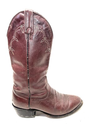 Vintage J. Chisholm 8D Burgundy Brown Leather Cowboy Boots 