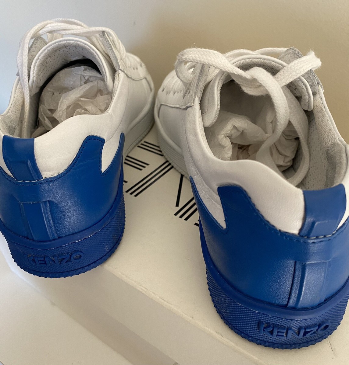 KENZO ロゴ Tennix スニーカー Kenzo 'Tennix' Two Tone Blue & White Leather Logo Sneakers