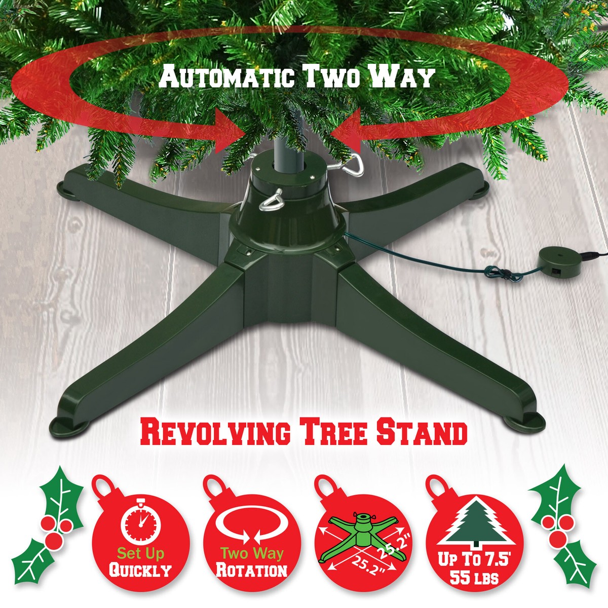Rotating Tree Stand for 7.5ft Artificial Christmas Tree Revolving 
