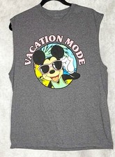 Disney Parks Mickey Mouse Vacation Mode Grey Muscle Tank Top Adult Large EUC
