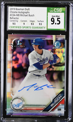 Michael Busch 1st 2019 Bowman Chrome Draft Auto Refractor /499 Gem