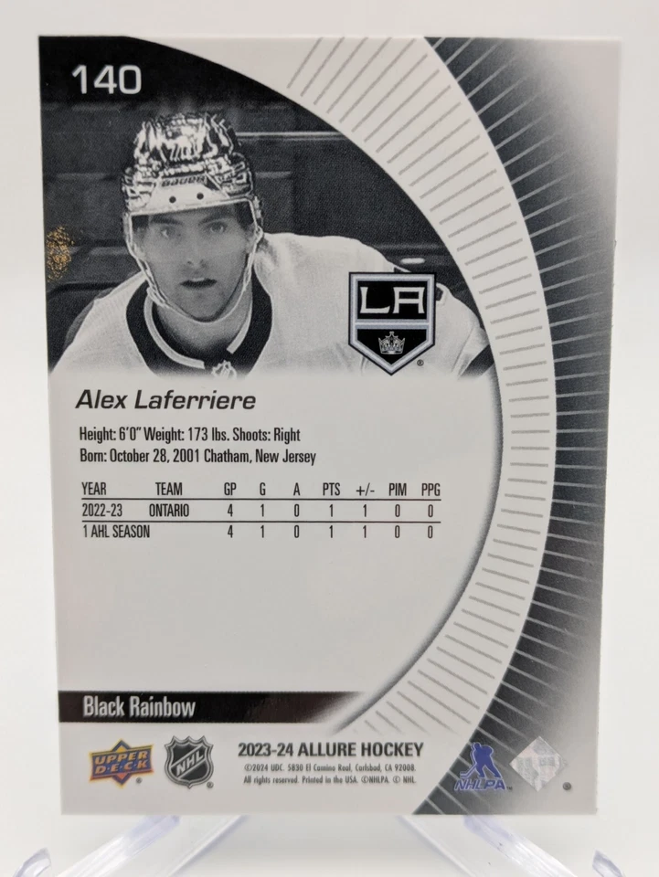 💥 2023-24 Upper Deck Allure #140 Alex Laferriere Rookie Black Rainbow Kings RC - Image 2 of 2
