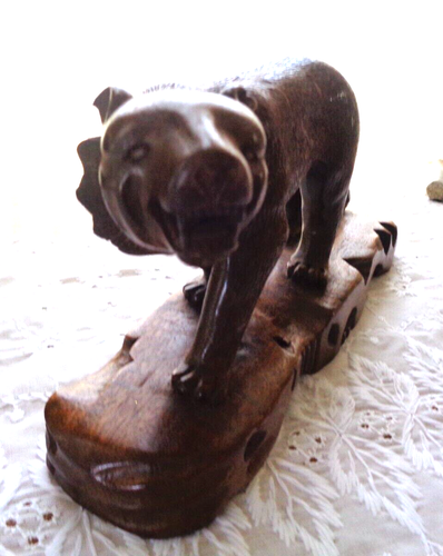 AWESOME ANTIQUE JAPANESE MEIJI PERIOD OKIMONO CARVED WOOD TIGER STATUE - 第 2/6 張圖片