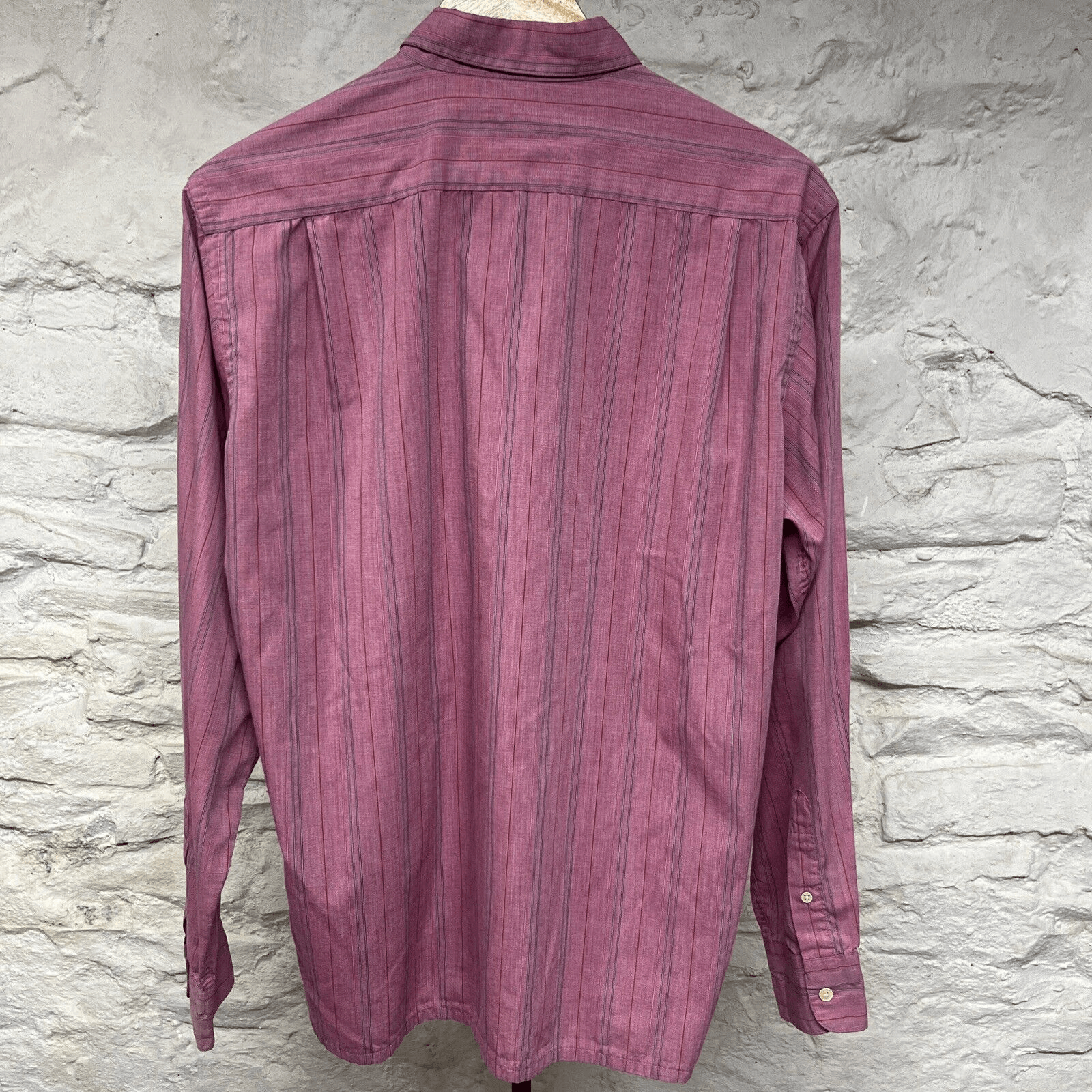 Camicia vintage YSL Yves Saint Laurent rosa a righe con bottoni manica lunga