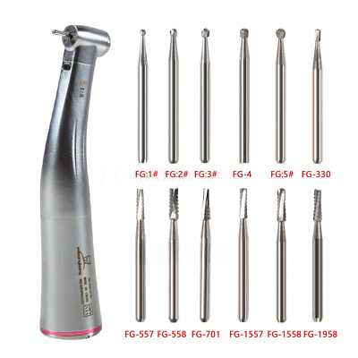 Dental 1:5 LED Fiber Optic Handstück / Tungsten Steel Carbide Burs FG 1.6mm