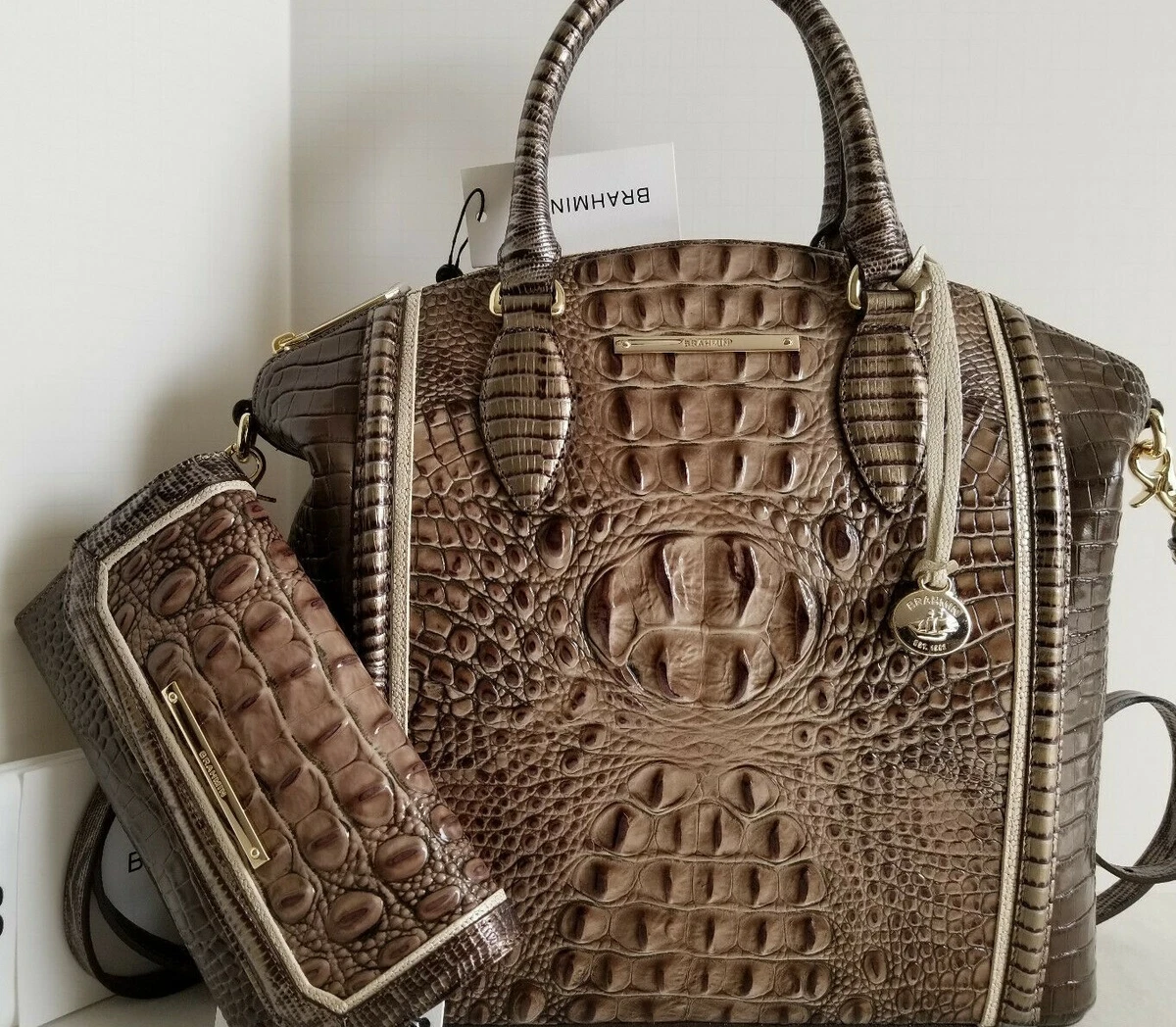 Brahmin brown leather hot sale handbags