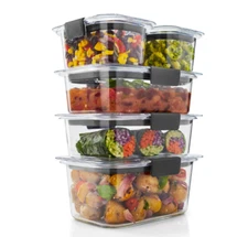 Rubbermaid Brilliance Leak-Proof Stain Resistant Clear Food Storage Containers,