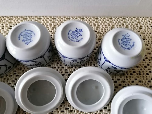 5x Porzellan Gewürzdosen Jäger Eisenberg Original Blau Saks Made in DDR - Picture 4 of 7