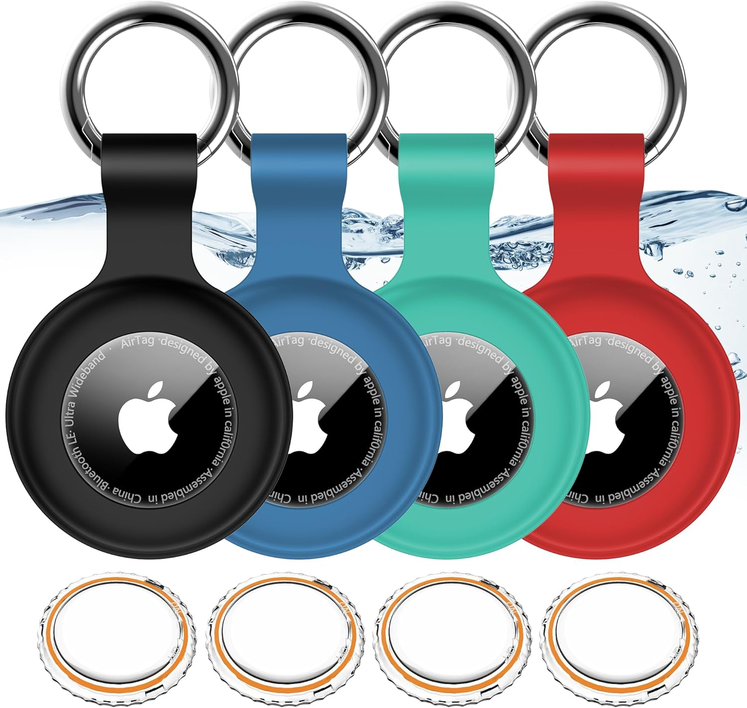 4 Pack IPX8 Waterproof AirTag Holder with Keychain for Apple AirTags