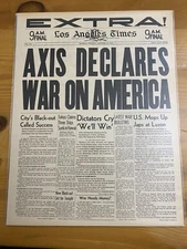 VINTAGE NEWSPAPER HEADLINE~WORLD WAR 2 GERMANY DECLARES WAR START WWII 1941