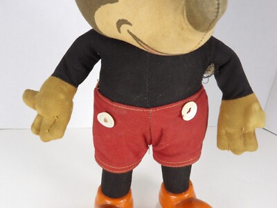 Vtg 1930s Walt Disney Mickey Mouse Knickerbocker Plush Figure