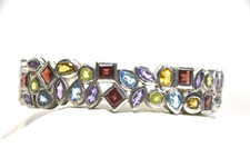 Sterling silver 925 Multicolor gemstones 30.8 grams Cuff bracelet
