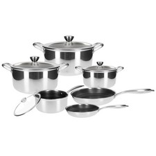 Ensemble de Cuisine Inox Premium 10pièces Revêtement en Nid d'Abeille