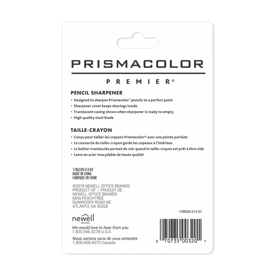 Prismacolor Premier Handheld Manual Pencil Sharpener, 2 Holes, Black, 1 Count