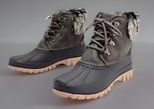 Lamo Women  s Size 7 Lined Lace-Up Winter Boots Brielle Waxed Charcoal New In Box
