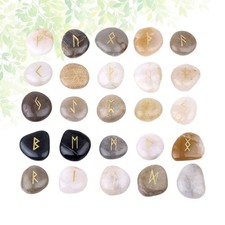 25 Pcs Engraved Natural Rune Stones Sets Pebbles for Telling