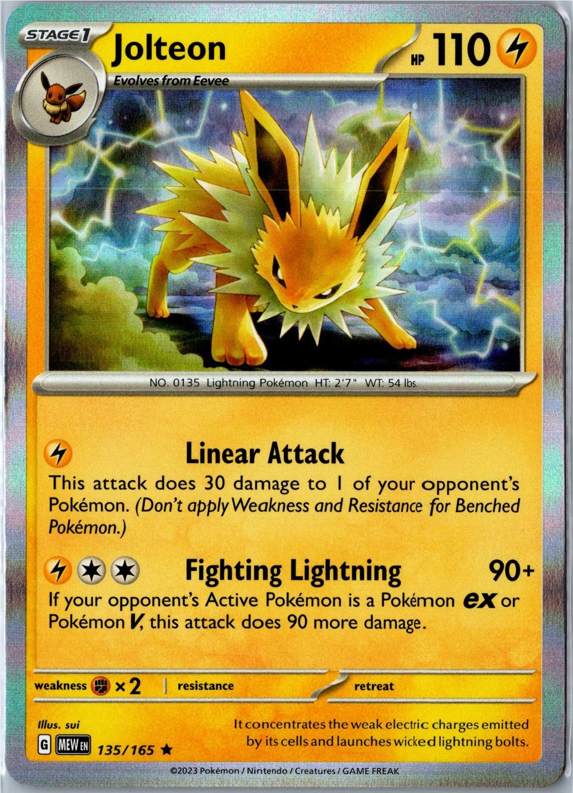 Pokemon Card - Jolteon 151 135/165 2023 Rare Holo Near Mint