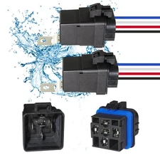 2PCS 4-PIN 40/30 AMP 12 V DC Waterproof Relay Kit Harness Socket - Heavy Duty...