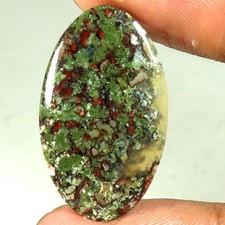 100 Natural Indonesia Moss Agate Oval Cab Loose Gemstones 15.40Cts 18x 30x 04mm