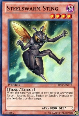 Steelswarm Sting - HA06-EN015 - Super Rare - 1st Edition - Damaged