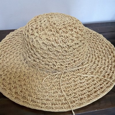 Chicos One Size Straw Summer Hat Natural Tan
