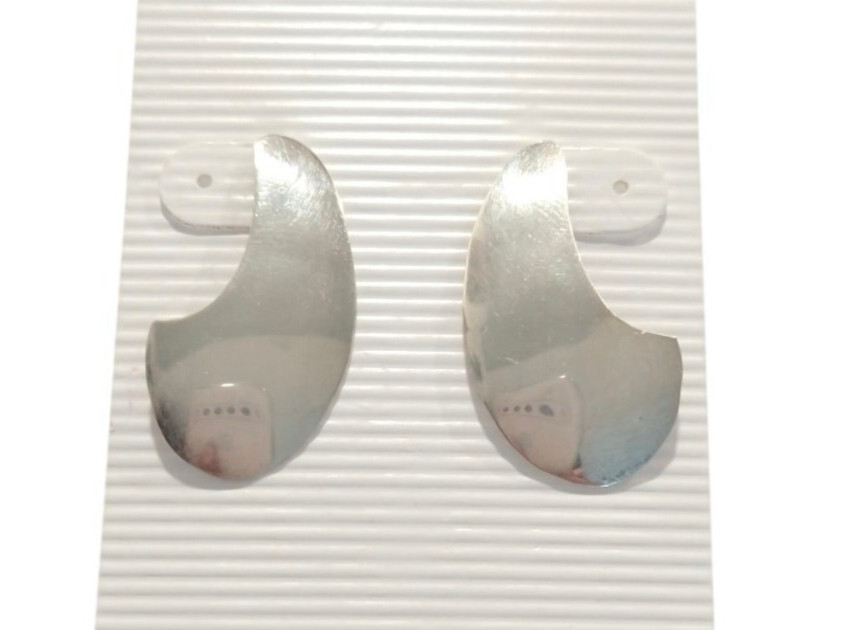 925 Sterling Silver Stud Earrings Posts Modernist… - image 1