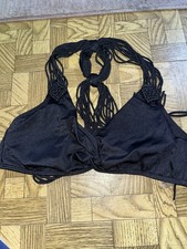 Victoria's Secret Black Halter Bikini Swim Topside medium Adjustable Strap