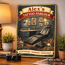 Personalised Tattoo Parlour Metal Wall Sign Custom Tattooist Shop Plaque HBS77
