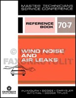 1970 Luft Lecks Service Training Manuell Dodge Plymouth Chrysler Wind LäRm Mopar