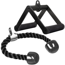 Tricep Pull Down Rope Cable Machine Attachment Double D Handle LAT Pulldown