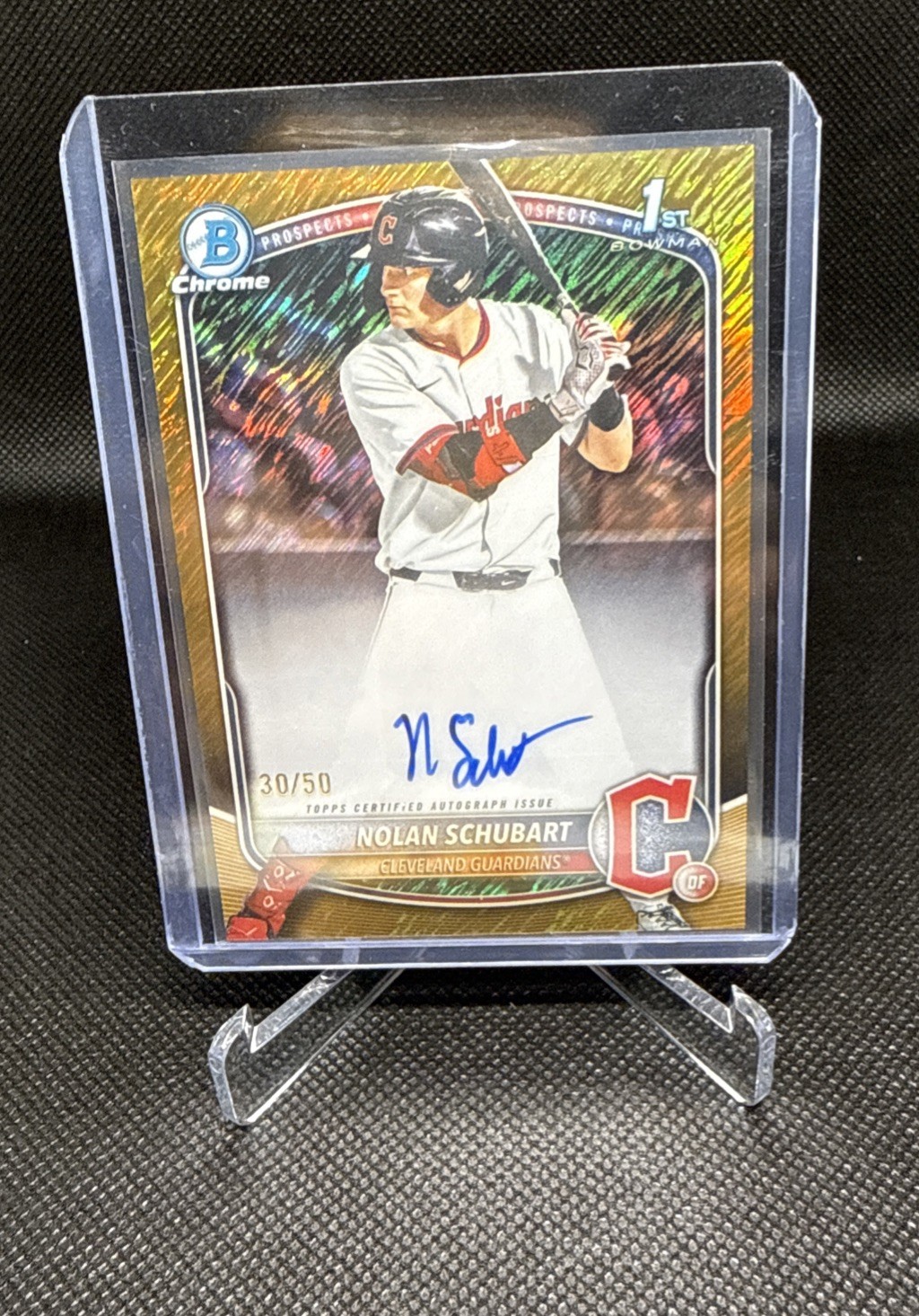 2025 Bowman Draft Nolan Schubart Chrome Auto Gold Shimmer Refractor 1st RC /50