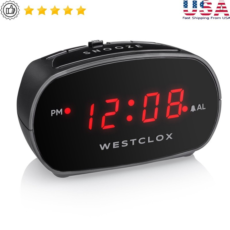 Digital Alarm Clock with Adjustable Volume Snooze Battery Backup for Bedside or Desk