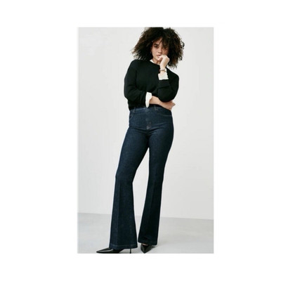 SPANX Everywear Flare Denim Jeans Women's XL Raw Indigo Dark Wash Tummy Tamer