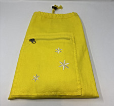 Gaiam Embroidered Yoga Mat Bag Yellow Pocket Drawstring Strap Flower Gym Canvas