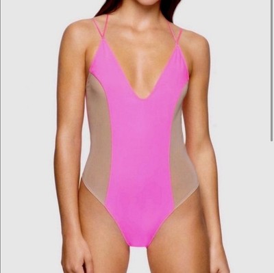 NWT Kiki de Montparnasse Le Shock women s silk & lace pink bodysuit - Small