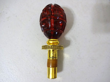 Faberge Ruby Red Crystal Egg Gold-Plated Coronation Decanter Stopper 5"