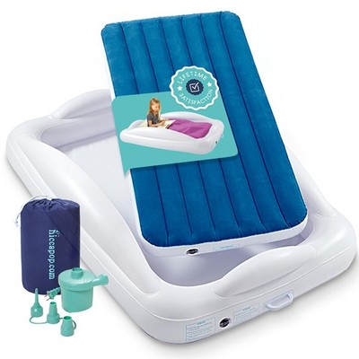 hiccapop Inflatable Toddler Travel Bed with Safety Bumpers 4-Sided, Portable