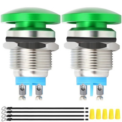 2 Stück 16 mm Grün Pilzkopf Drucktastenschalter SPST IP65 Wasserdicht DC 12 V 3 A 