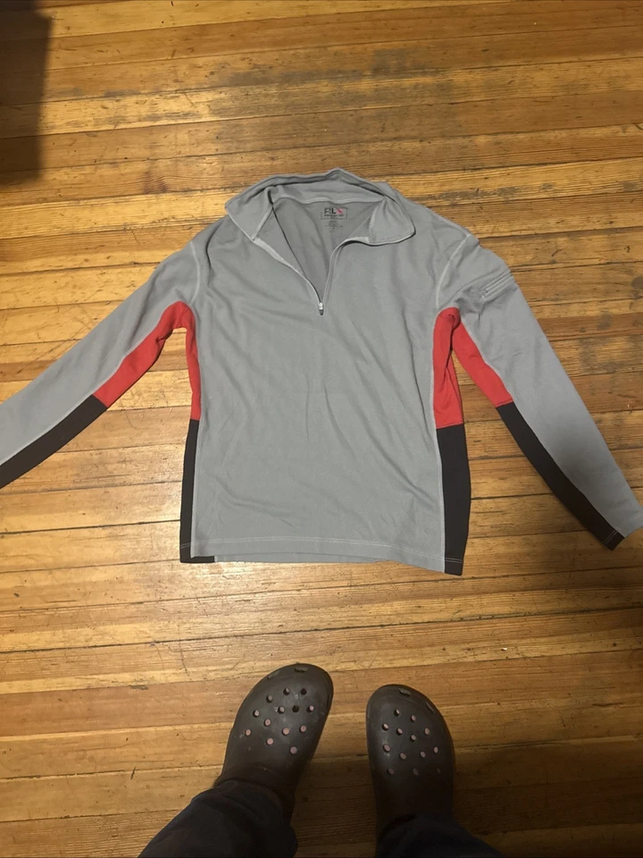 RLX Polo Sport 男式长袖 1/4 拉链拉链衬衫灰色红色黑色小号 — 第 2/4 张图片