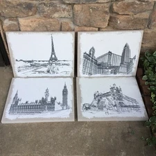 Set Of 4 Canvas Wall Art Prints Featuring Iconic Landmarks