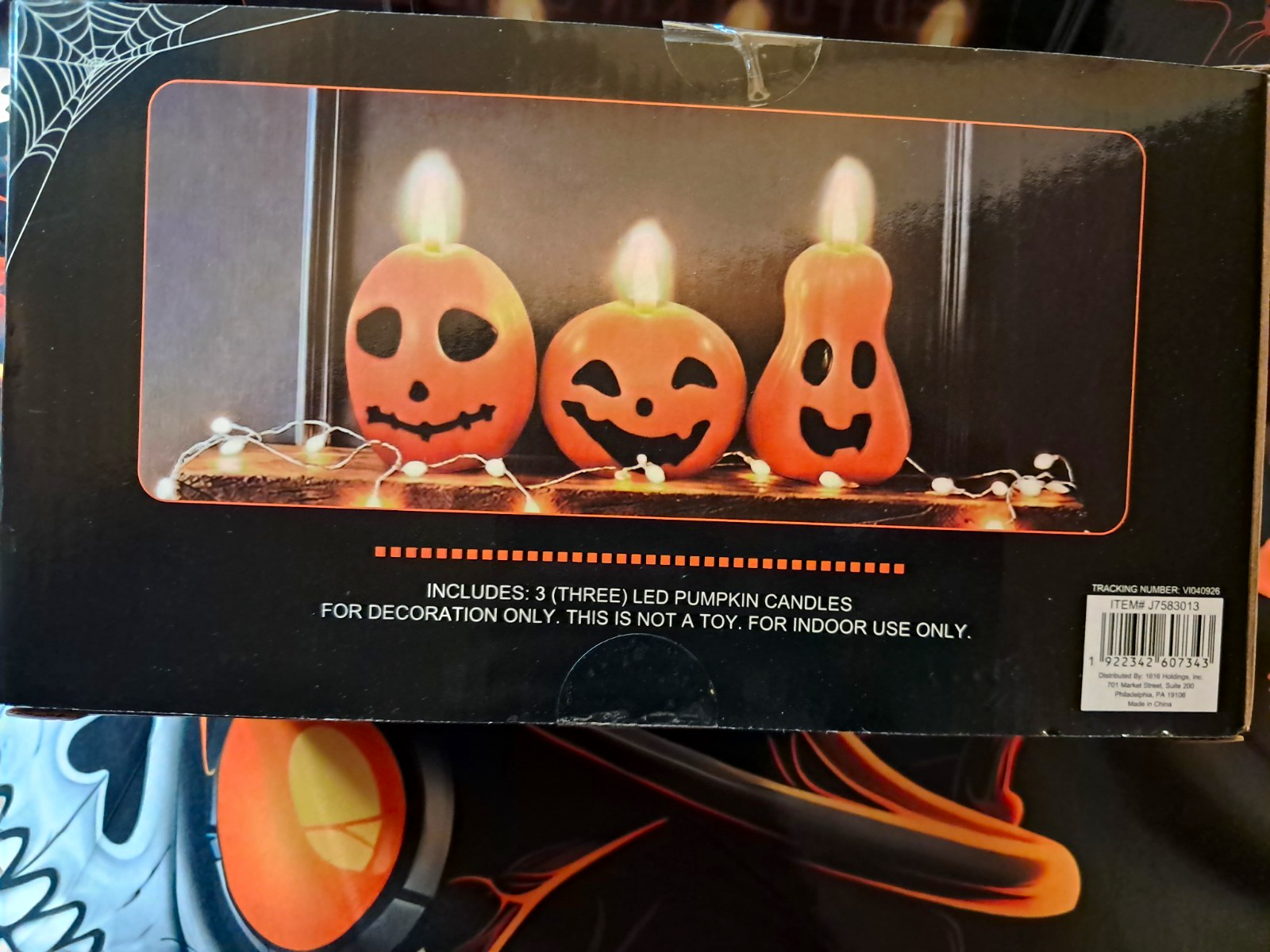 3-Pack LED Pumpkin Candles Battery-Operated Orange Wax Unscented Small AA