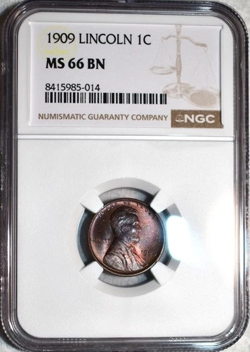 NGC MS-66 BN 1909-P Lincoln Cent, Beautifully Toned Superb Gem!