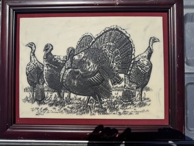 RARE Thompson Phillip Crowe Framed Ltd Ed Turkey Art 1427/1900 Marble Stone Slab