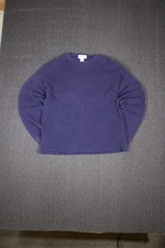 EDDIE BAUER Vintage Blue Waffle Knit Heavyweight Crewneck Pullover Sweater Men M