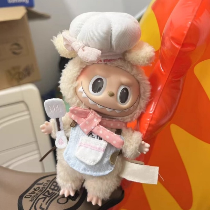 Labubu Pink Chef Outfit Set for 17CM Plush Dolls