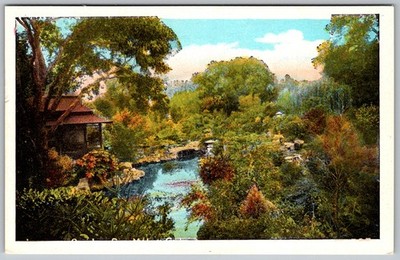 Antique Postcard Japanese Garden Tea House 1910s