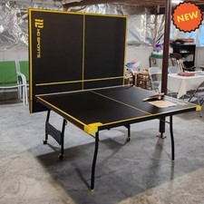 Official Size Indoor Tennis Ping Pong Table Set 2 Paddles Balls Black Yellow NEW
