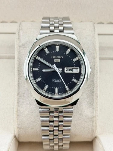 Seiko 5 Automatic Watch Black Dial Men's Wristwatch 6309 Japan Movement Vintage