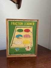Vintage Wooden Fraction Learning Toy Mid Century