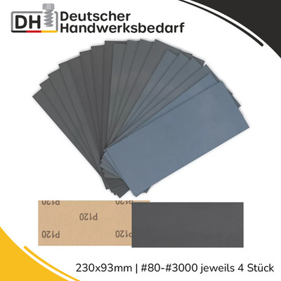 60 Stk Schleifpapier Set Nass Trocken Sandpapier P80-3000 für Auto Holz 230x93mm